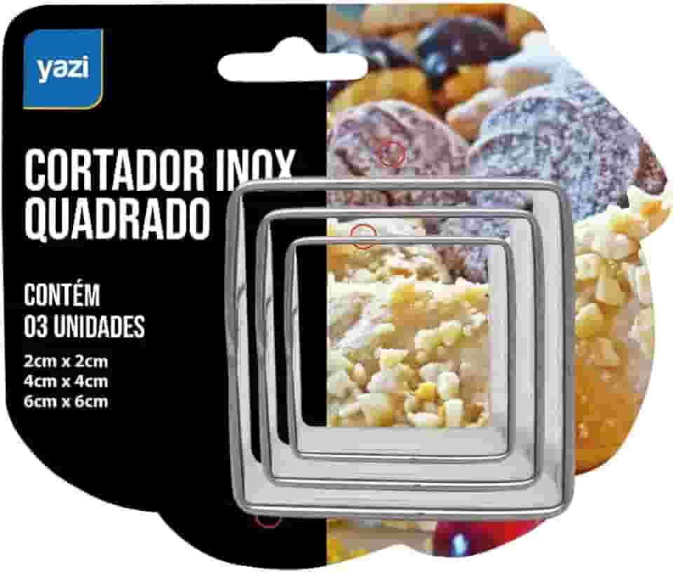 Tuut Linha Confeito Cortador Inox Quadrado com 3 peças.