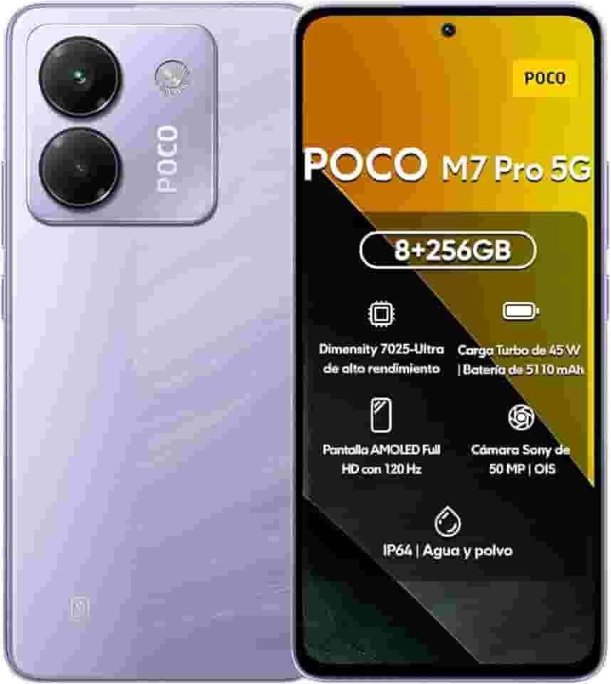 Xiaomi Smartphone POCO M7 Pro 5G 256GB 8GB RAM | Processador Ultra Potente Dimensity 7025 | Tela AMOLED FHD+ 120Hz com Proteção Ocular | Bateria 5110mAh com 45W Turbo Charge (LILÁS, 8+256GB)