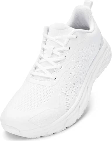 Sapatos masculinos com bico largo – Sapatos de caminhada de largura extra larga confortável tênis de corrida atlética corrida treino academia tênis para inchaço joanete fascite plantar, Branco, 11