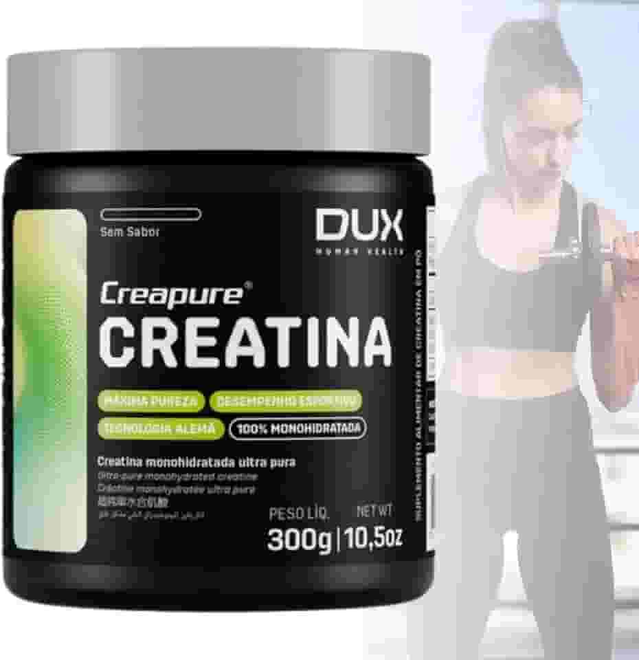 Creatina DUX Creapure monohidratada 100% Sem Sabor Pote 300g | Suplementação academia ganho muscular hipertrofia