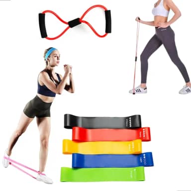 Kit 6 Elástico Extensor Para Exercicio Mais Conjunto De 5 Faixa Elastica Mini Band Para Treino Em Casa Pilates Fisioterapia Fortalecimento