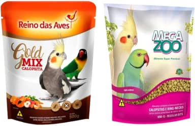 Mix de Sementes Reino das Aves + Extrusada Mm15 Megazoo Para Calopsita e Ring Neck