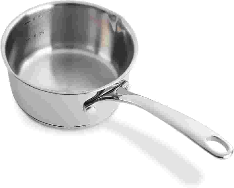 DEAYOU Panela medidora de aço inoxidável 18/10, aquecedor de leite de 482 g, panela de 482 ml, aquecedor de leite com bicos duplos, panela pequena de 500 ml para topo de fogão, derretimento de chocolate, aquecedor de sopa de chá de café