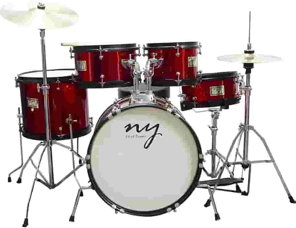 Bateria Acústica Infantil Junior 2T Vermelha com Banco New York