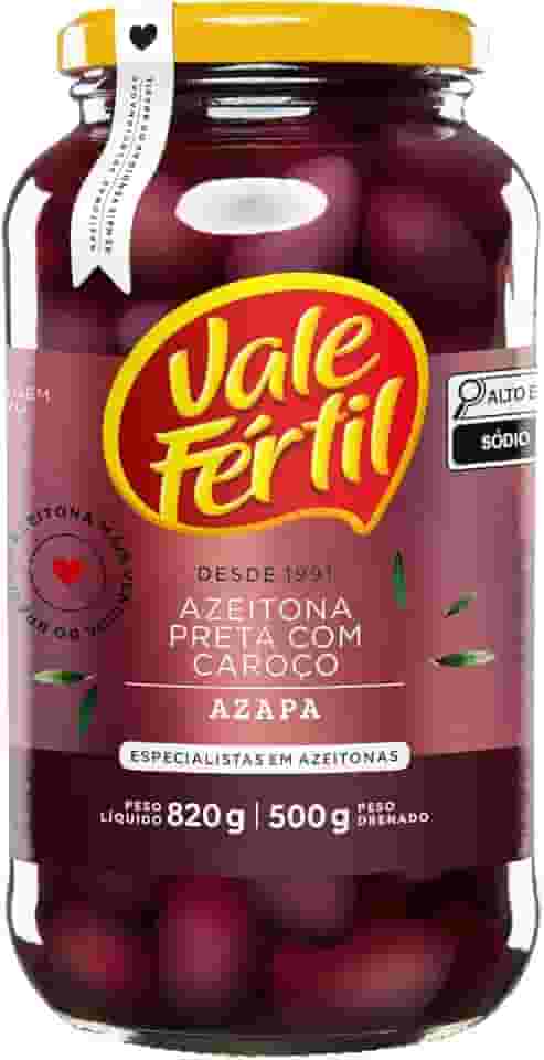 Vale Fértil Azeitona Preta Em Conserva Azapa Com Caroço Vidro 500G Pequeno