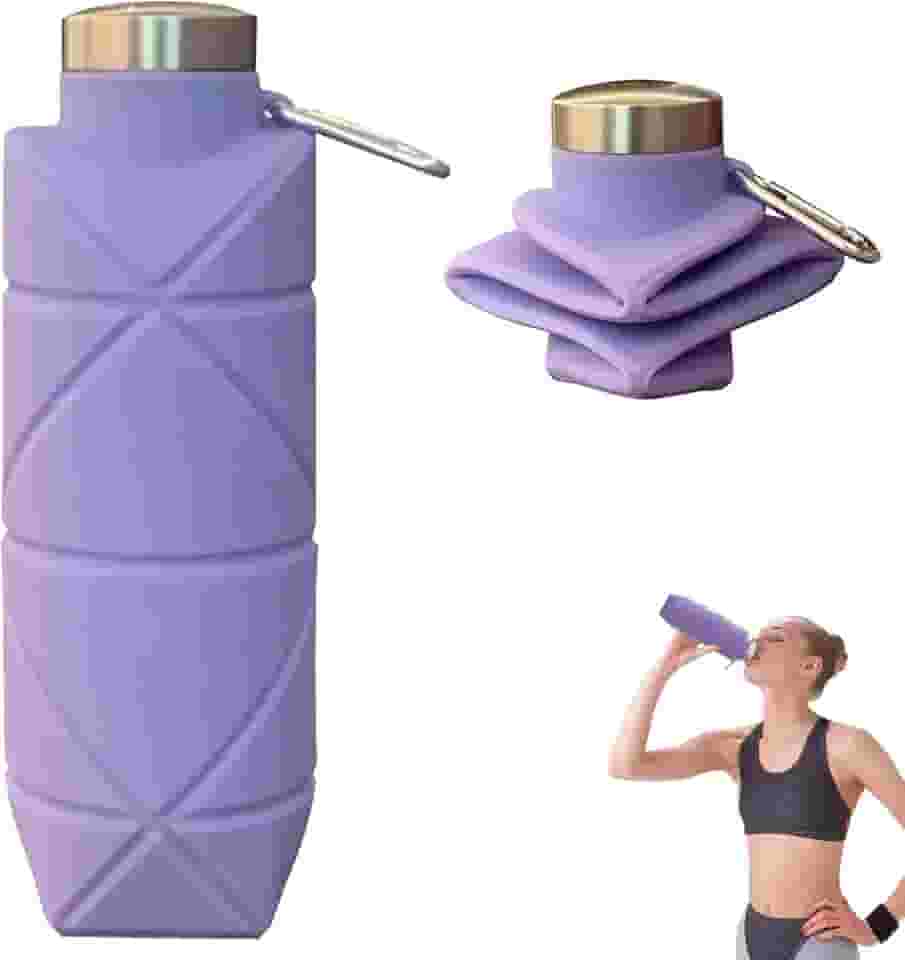 Garrafa De Água Portátil Dobrável De Silicone De 700 Ml, Leve e Reutilizável, à Prova De Vazamentos, Adequada Para Viagens, Acampamentos, Caminhadas, Ciclismo, Ioga e Esportes Ao Ar Livre (Roxo)