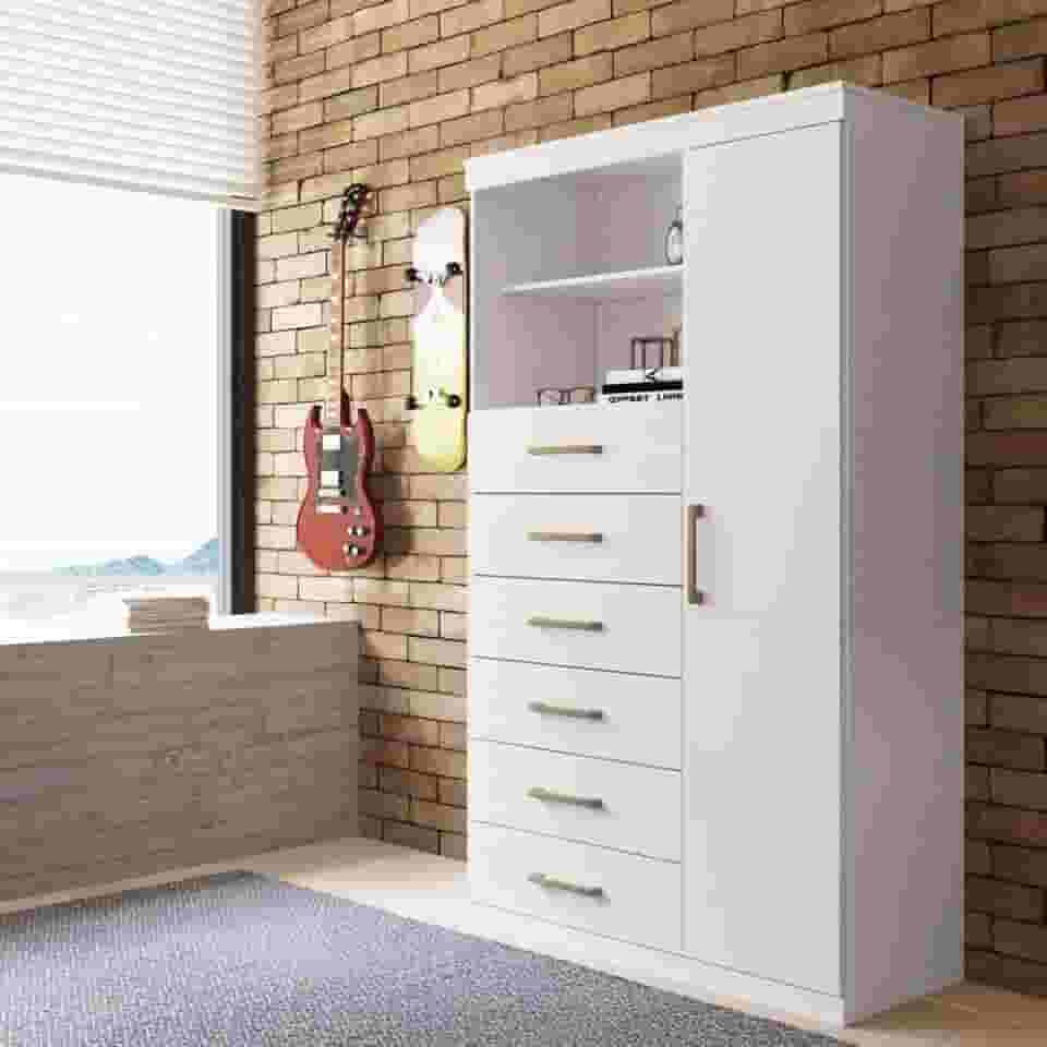 Cômoda 6 Gavetas 1 Porta 2 Nichos Marabá 1.6 Santos Andirá