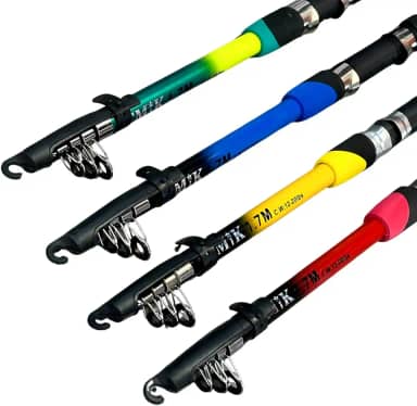 Vara de Pesca Telescópica MFK, 1.70 Metros, 10 Lbs, Molinete, Multicolorida