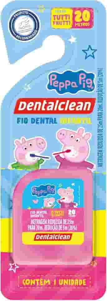 Dentalclean Fio Dental Infantil Peppa Pig 20m - Sabor Tutti-Frutti, Rosa