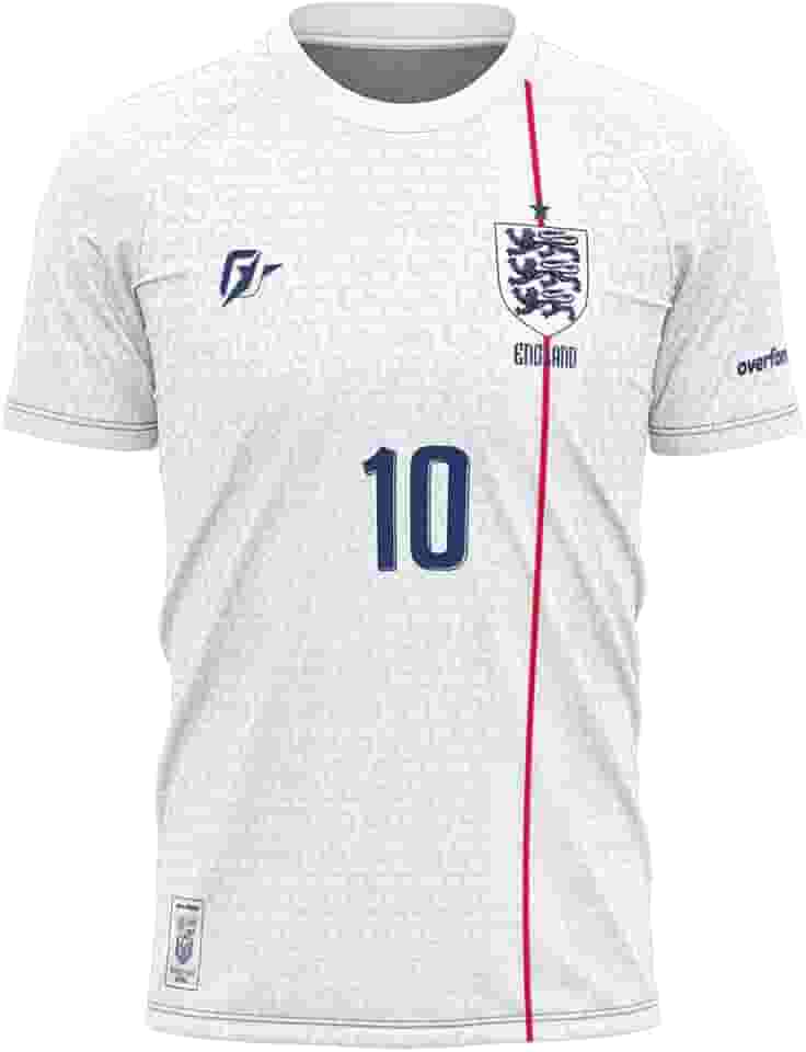 Over Fame Camiseta Filtro UV Inglaterra Copa Torcedor Retr - Masculino, Branco, Manga Curta, Gola Redonda, Tamanho M