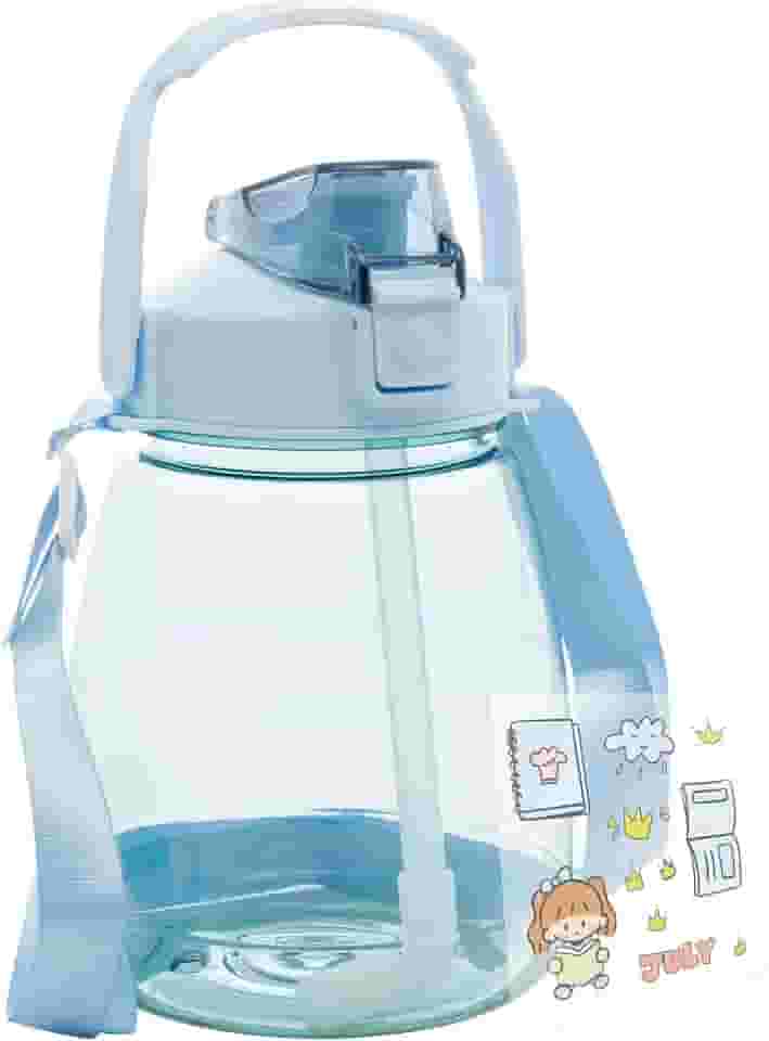 LYOR - Garrafa para Água de Policarbonato com Adesivo e Alça Dupla Azul 1200ml