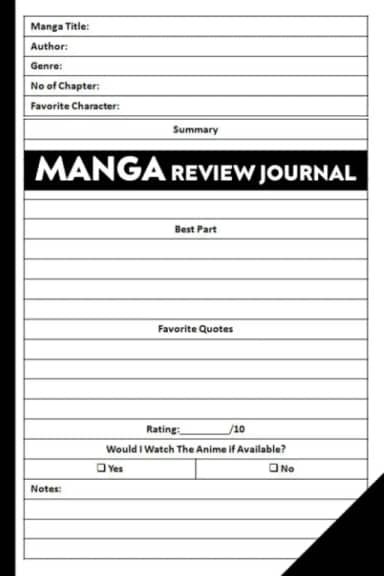 Manga Review Journal: a Journal for Japanese Manga Lovers and Readers, Review and Track all the Manga You Are Reading, Great Gift for Manga Lovers, 100 Pages, 6 x 9 inches