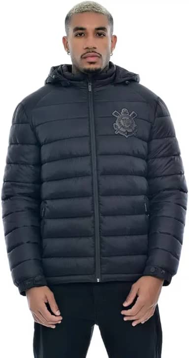 Jaqueta Corinthians Puffer Capuz Removivel, Masculino