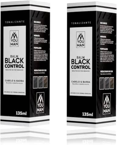 Kit com 2 Balm Shampoo Black Control Escurecedor de Barba e Cabelo escurece de forma Imediata 140 ml You Man Grooming