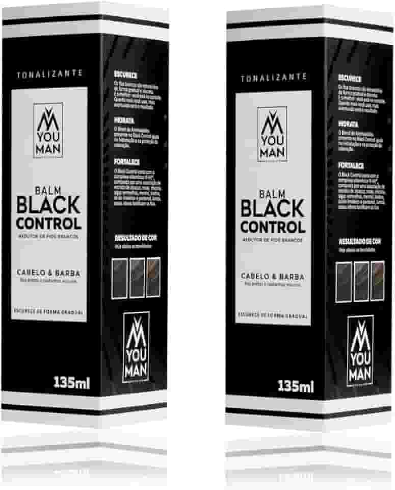 Kit com 2 Balm Shampoo Black Control Escurecedor de Barba e Cabelo escurece de forma Imediata 140 ml You Man Grooming