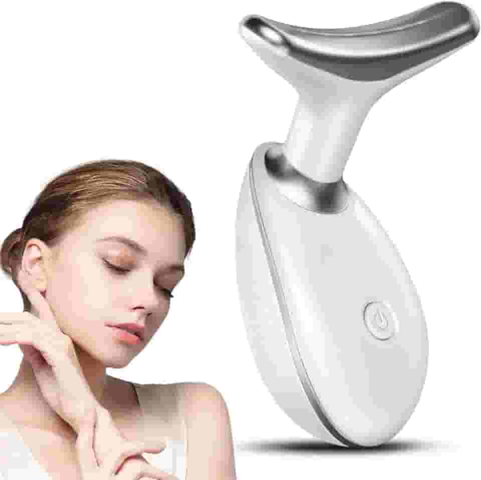 Massageador Facial e de Pescoço, Massageador Linfático Modelador com Luz LED de 3 Cores – Cuidados com a Pele Feminina para Rejuvenescimento, Lifting, Tonificação e Pele Radiante