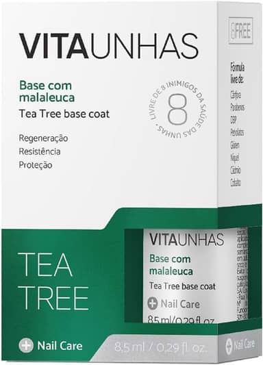 Base de Unhas com Óleo Melaleuca Tea Tree Regeneradora Vitaunhas Fortalecedora e Endurecedora