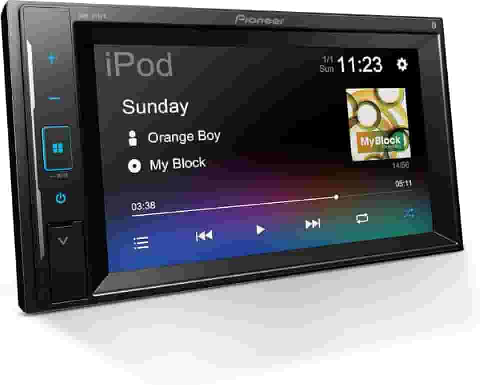 Pioneer Receptor multimídia digital DMH-241EX, tela sensível ao toque resistiva de 6,2 polegadas, DIN duplo, Bluetooth integrado e Weblink