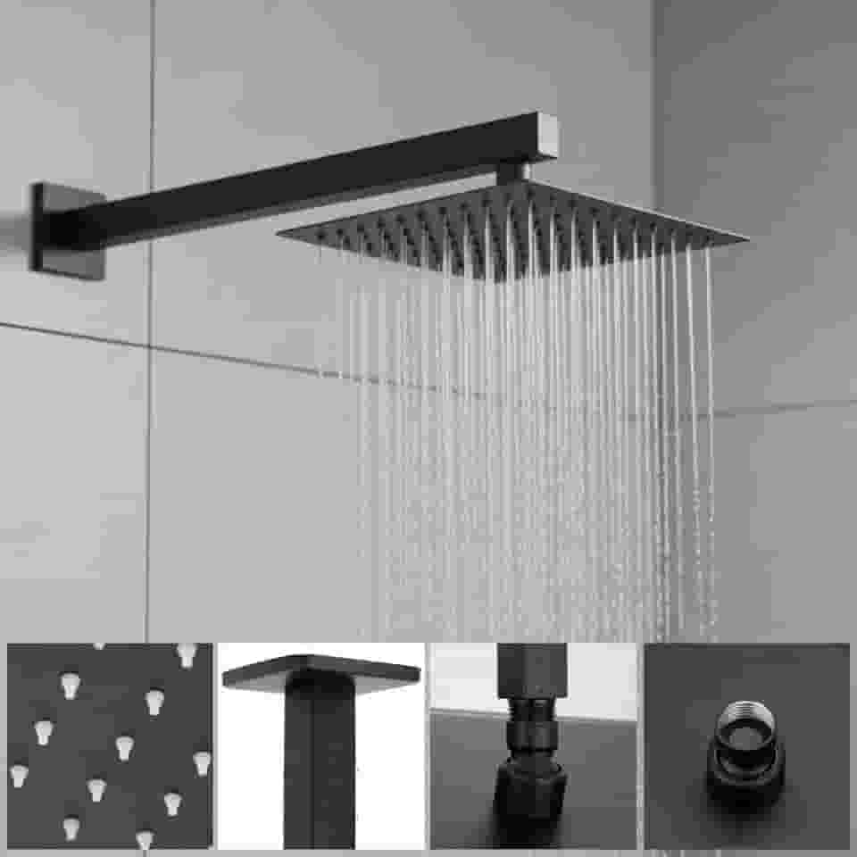 Ducha Externa Piscina Jardim Inox Quadrada 30x30 Preto Black