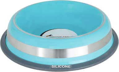 Comedouro Inox com Anel Silicone GermanHart Prestige Azul M 475ml GermanHart para Cães, M, AZUL