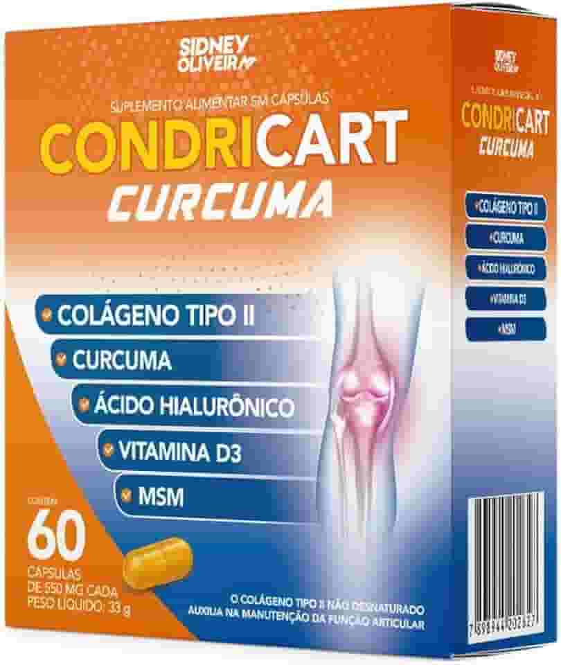 Colágeno Tipo II + Cúrcuma + Ácido Hialurônico + D3 + MSM Condricart Cúrcuma 60 Cápsulas Sidney Oliveira