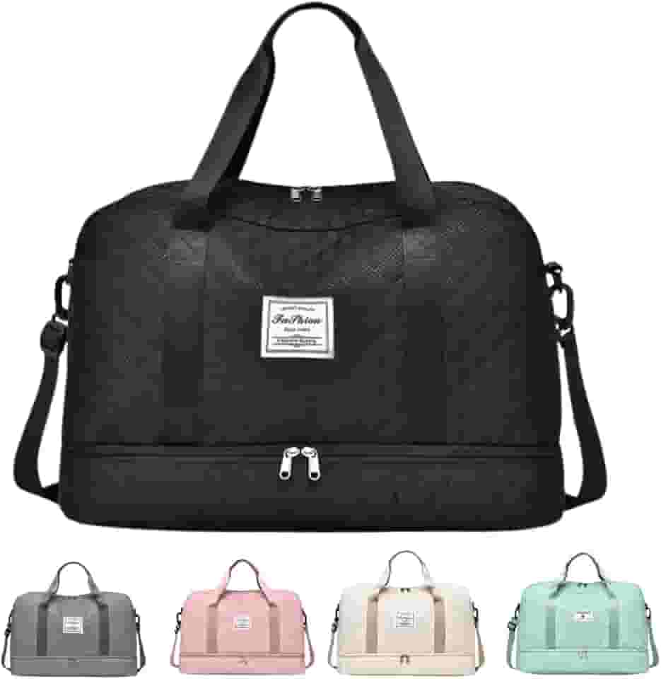 Bolsa de Viagem Mala de Mão Bordo Academia com Bolso para Tenis e Roupas Molhadas (Cinza, 50X33X26cm)