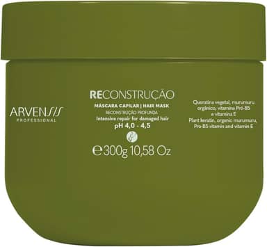 Arvensis – Máscara Reconstrutora 300g | Força, Reconstrução, Brilho, Fórmula Vegana, Para Cabelos Danificados