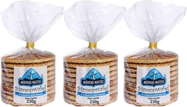 Moinho Wafers Stroopwafel Holandês, Kit com 3 Pacotes, 230g Cada