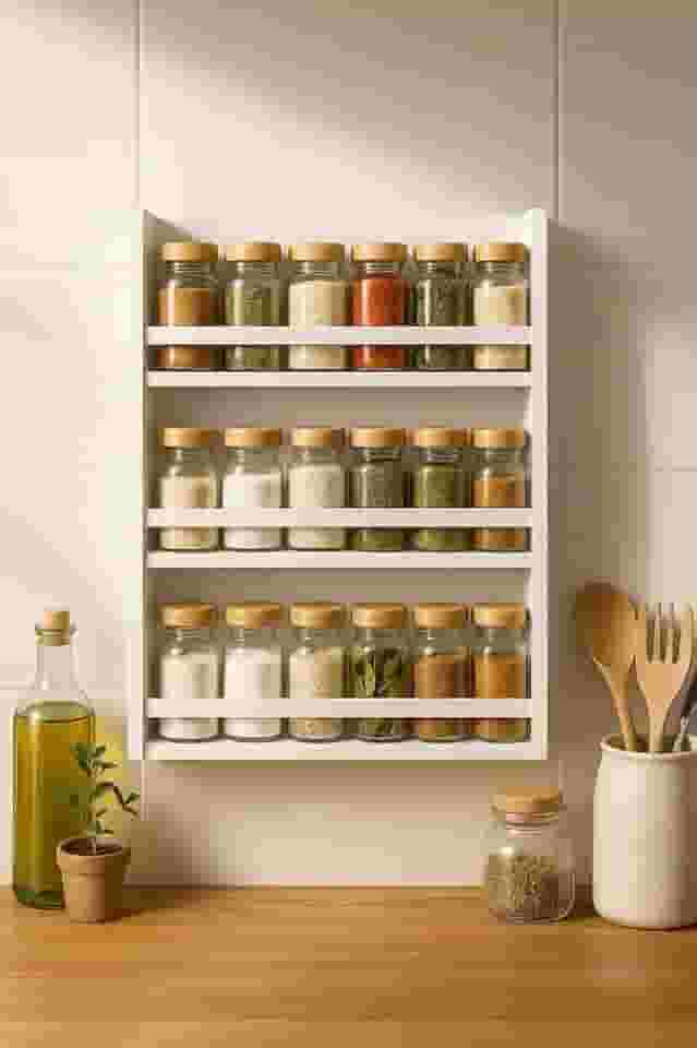 Porta Temperos Suspenso De Parede Em Mdp Branco