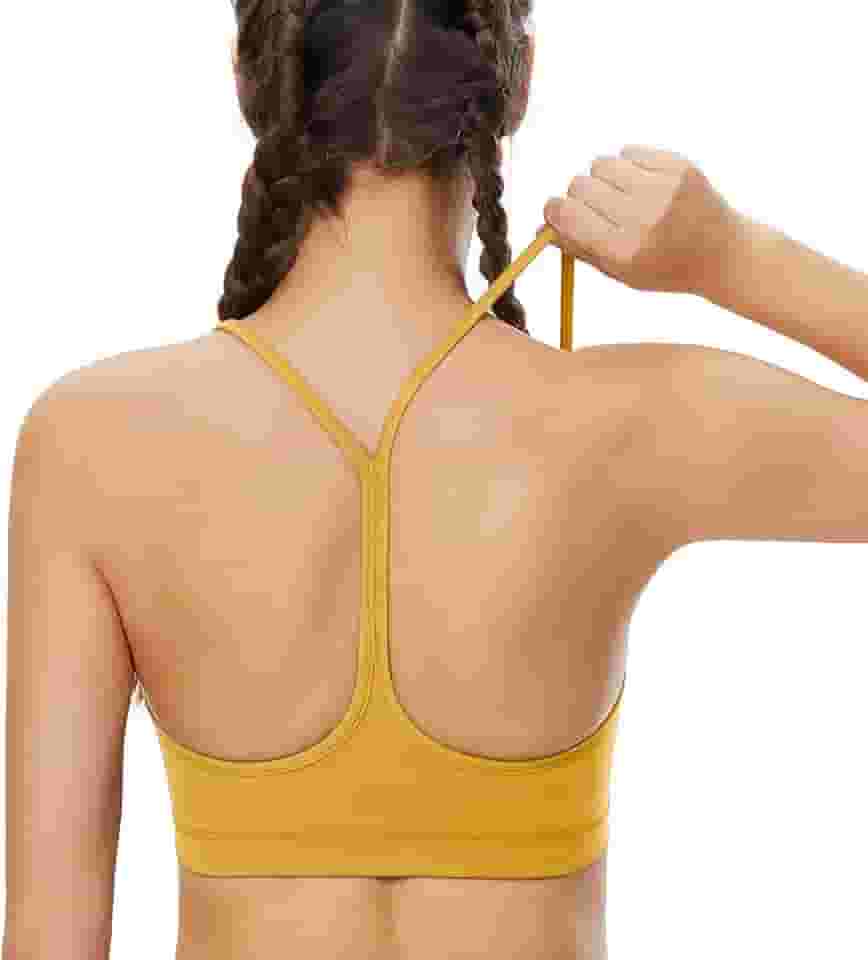 Sutiã esportivo com costas nadador para mulheres, sutiã esportivo acolchoado com costas em Y, sutiã sexy de ioga com tiras longas e bojos removíveis