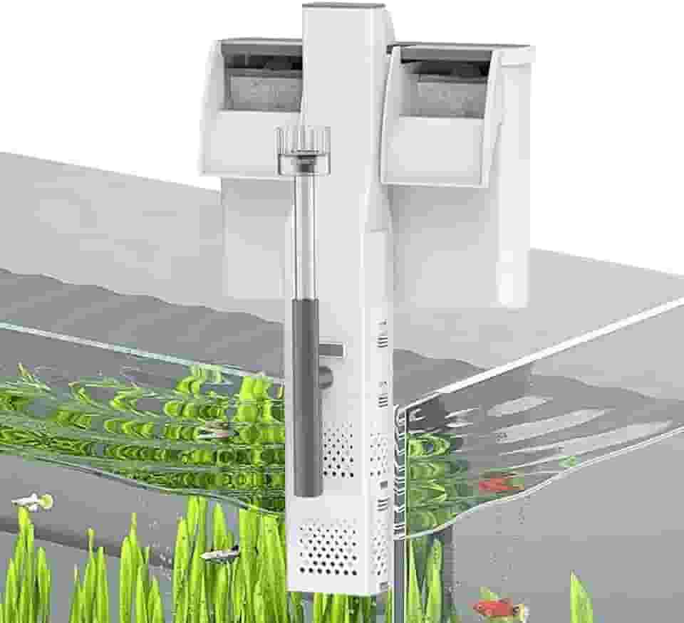 Filtro Suspenso para Aquário -500L/h Início Automático do Filtro para Aquário Suspenso, 5W Fluxo Ajustável, Sistema de Filtro para Desodorização e Descontaminação (220V)
