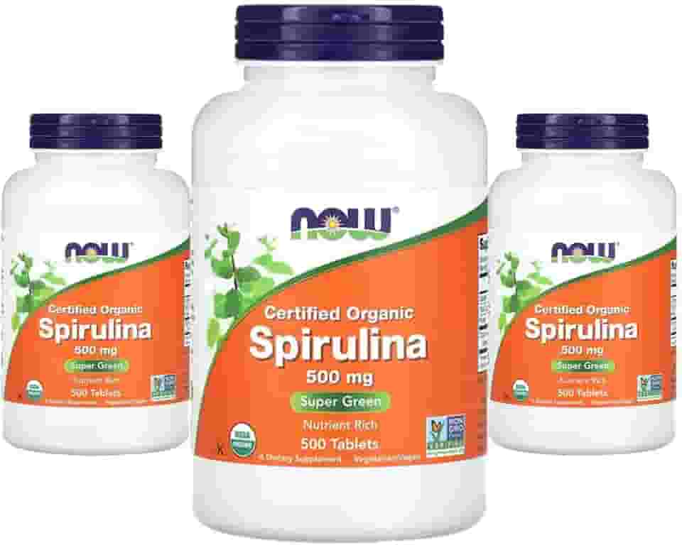 Now Foods Spirulina Orgânica 500mg 500 Tablets 3 unidades Produto Importado