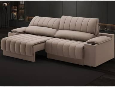 Sofá com Usb Retrátil e Reclinável Murano 2,30m Marrom