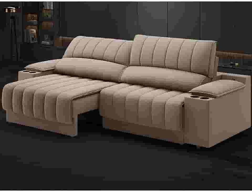 Sofá com Usb Retrátil e Reclinável Murano 2,30m Marrom