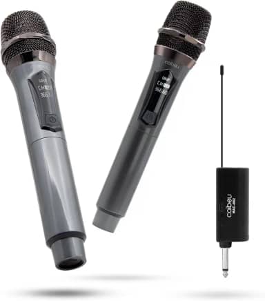 Kit com 2 Microfones Sem Fio UHF Profissional Recaregavel – Microfone de mão Para Festas, Shows, Eventos, Igrejas, Apresentações e Diversão em Família,MAC002