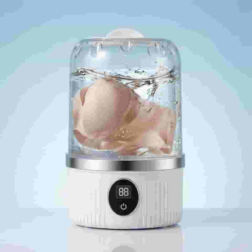 Máquina de lavar roupa íntima, mini lavadora portátil sem BPA para meias, roupas de bebê, copo pequeno sem fio para viagens, dormitório, apartamento, trailer, acampamento, crianças (branco pérola)