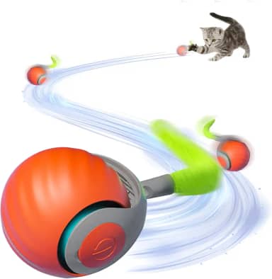 brinquedo inteligente interativo para gatos e cães、Rolamento de esferas giratório automático、brinquedo giratório 360 graus、recarregável via USB-C、bola interativa divertida para pets(laranja)