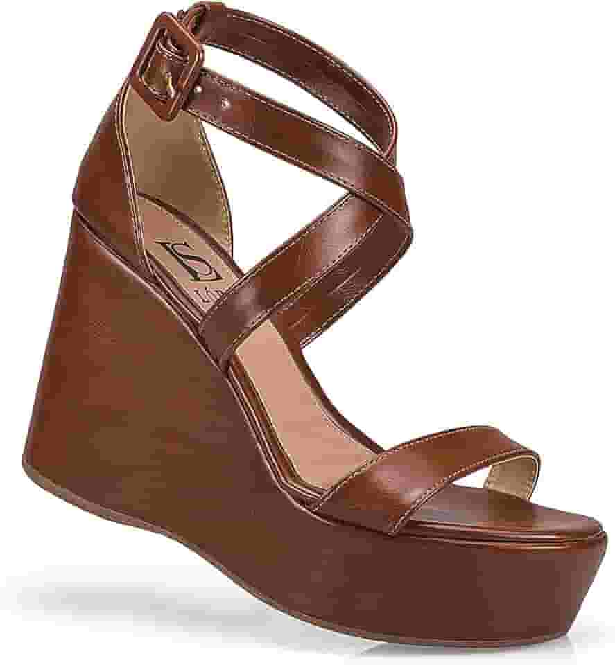 Sandália Feminina Lóris Salto Anabela Plataforma Fivela Elegante Confortável 20801