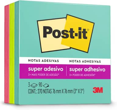 Post-it, 3M, Bloco de Notas Adesivas, Coleção Supernova, Neon, 76x76mm, 270 folhas