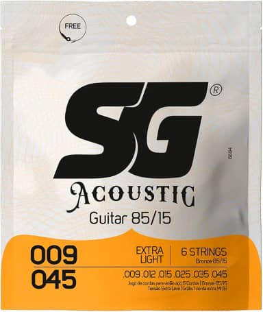 Encordoamento 009 SG Aço Bronze 85 15 para Violão