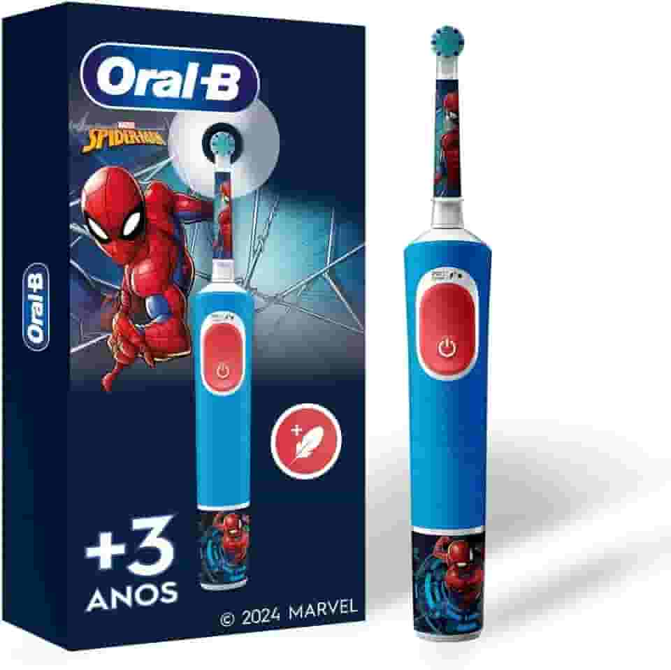 Oral-B Marvel Homem-Aranha, Escova de Dentes Elétrica Infantil (+3 anos), 4 Adesivos Personalizáveis, Vermelha