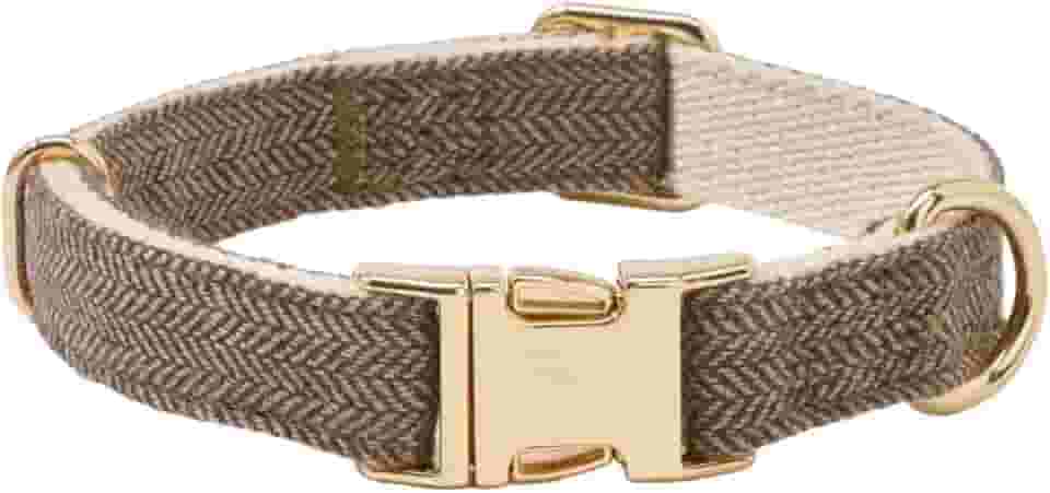 Coleira de cachorro de cânhamo de algodão macio com fivela de metal ajustável para cães pequenos, médios e grandes (café, pequeno)