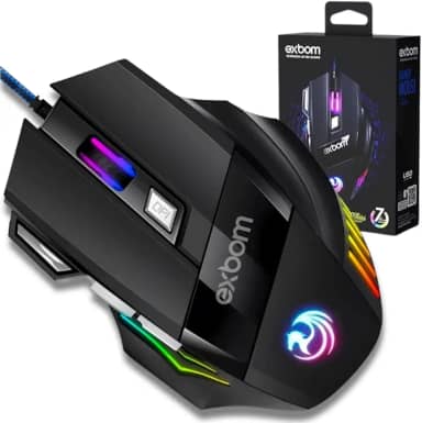 Mouse Gamer 3200 DPI RGB 7 Botões USB Cabo Esmaltado 4 Modos de Game Preciso Premium Gaming