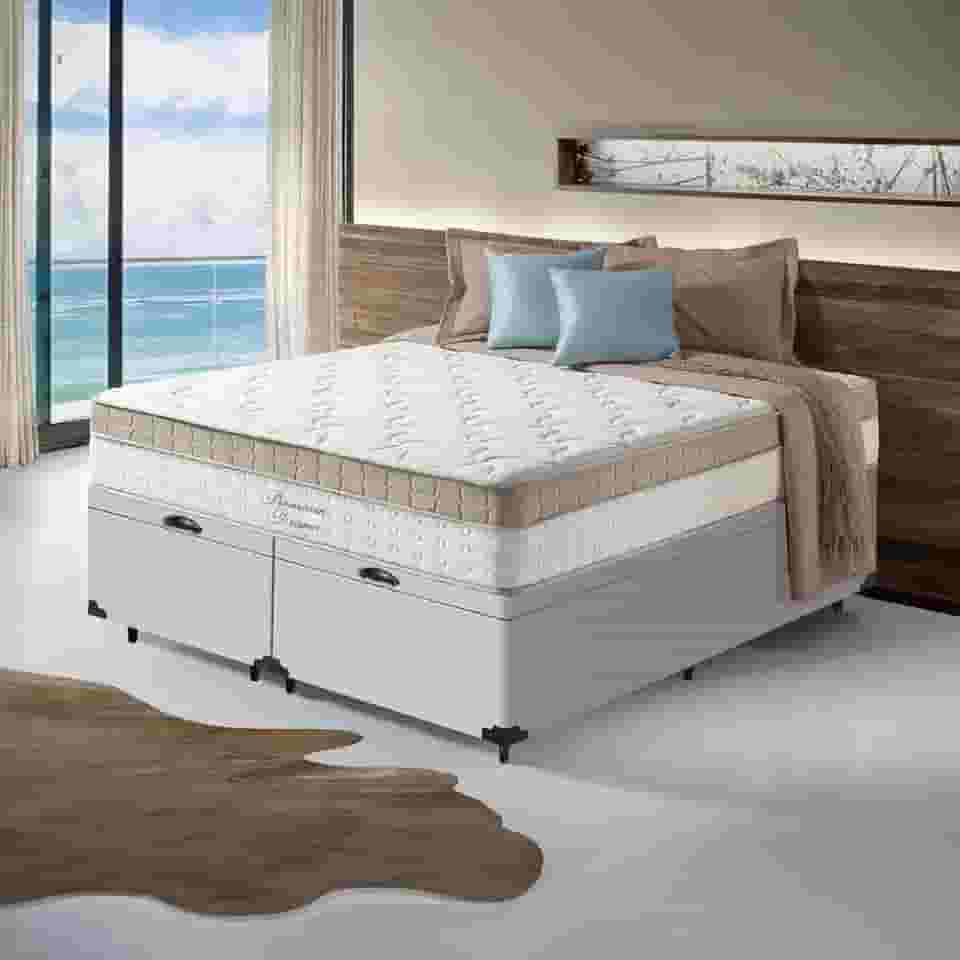 Cama Box Baú com Colchão de Molas Ensacadas Pillow In - Anjos - Premium Dream (Queen)