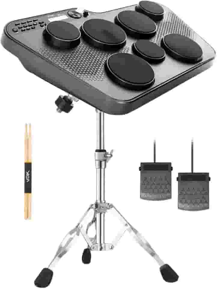 Bateria Eletrônica Portátil 7 Pads Voik BEAT-70 Com Suporte
