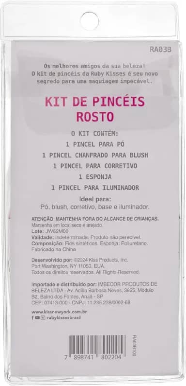 Kit de Pincéis Rosto - Ruby Kisses