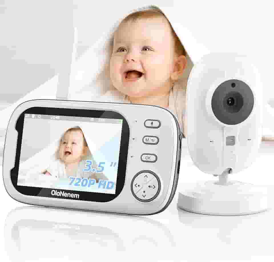 Baba Eletronica Sem Fio,Câmera para Bebês com Tela de 3.5' 720P, Visão Noturna 10M, Áudio Bidirecional, Detecção de Som VOX, Monitoramento Temperatura, 8 Canção de Ninar, ideal Recém-Nascidos