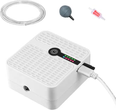 FEDOUR Bomba de ar de aquário alimentada por bateria, bomba de oxigênio portátil recarregável por USB, borbulhador de aerador Whisper para tanques de peixes de até 127 litros, pesca ao ar livre