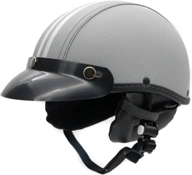 Capacete Coquinho Retrô BR101 Couro Sintético Com Pala - Meio Capacete Vintage Premium para Bike Elétrica, Scooter, Patinete e Skate