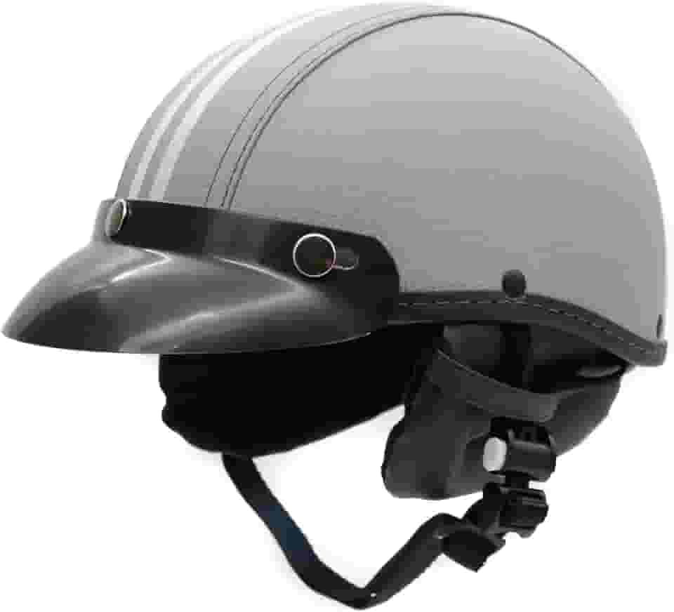 Capacete Coquinho Retrô BR101 Couro Sintético Com Pala - Meio Capacete Vintage Premium para Bike Elétrica, Scooter, Patinete e Skate